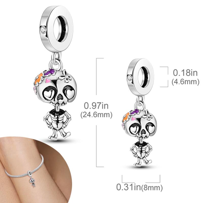 New Halloween Pumpkin Skull Witch Charm Bead Copper Fit Original Charms Bracelet Pendants Halloween Gift Diy