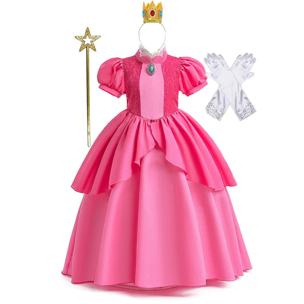 

Летние платья принцессы для косплея для девочек, ролевые игры, платье для дня рождения, выпускного вечера, наряды для выступлений, летние костюмы на Хэллоуин для девочек 150CM розы красного