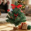 Exquisite Workmanship Tree Small Christmas Tree, Artificial Desktop Xmas Ornament, Miniature Plastic Durable Decor Pine with Berries Bow for