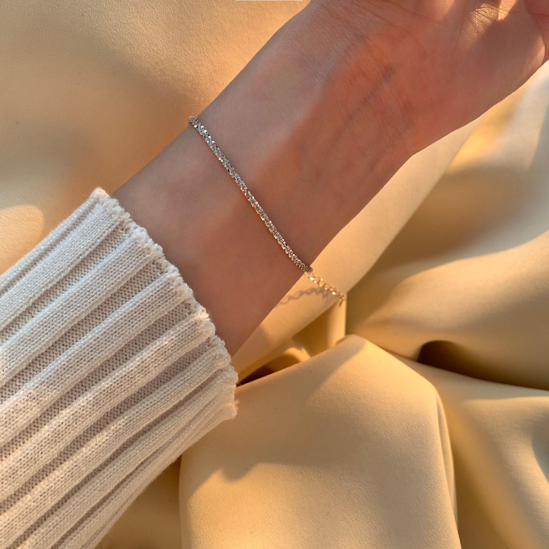 

S925 Sterling Silver French Sparkling Galaxy Bracelet Women Pavé Crystal Light Luxury Temperament Girlfriends Party Jewelry Gift