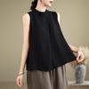 2025 Summer Textured Ramie Cotton-Linen Women's Stylish Sleeveless Vest