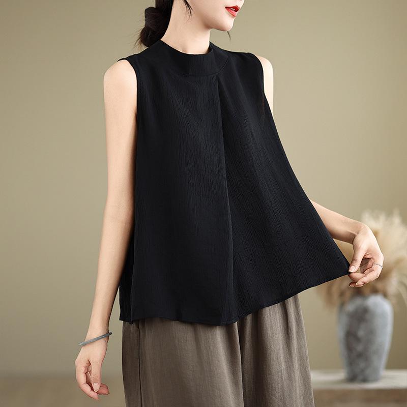 2025 Summer Textured Ramie Cotton-Linen Women's Stylish Sleeveless Vest