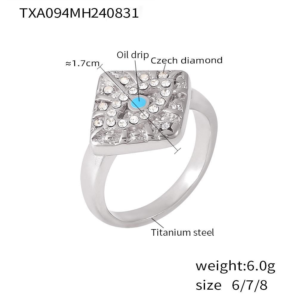 

INS Стиль Ожерелье-чокер с квадратной подвеской, инкрустированной бриллиантами, и модное кольцо, комплект, титановая сталь с PVD-покрытием из 18-каратного золота