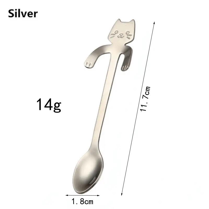 304 Stainless Steel Cat Hanging Coffee Spoon for Café and Home