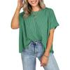 Loose Round Neck Batwing Sleeve Striped Pullover Short Sleeve Casual T Shirt