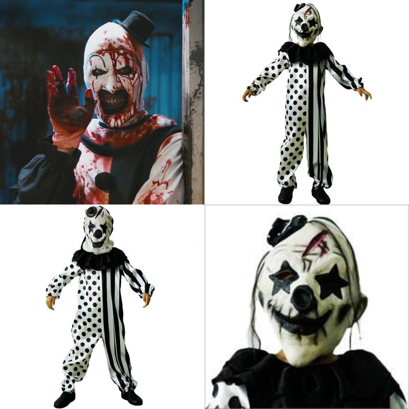 Clown Cosplay Terrifier Clothing Polyester Onesie Mask Halloween Party Costume