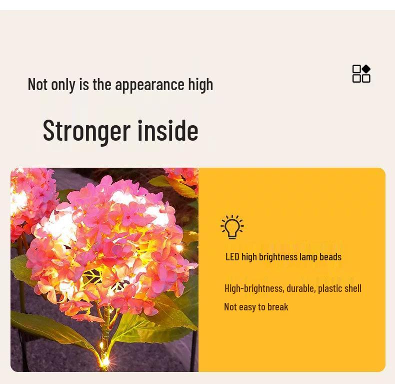 Hydrangea LED Solar Stake Lights - Waterproof Outdoor Garden Decoration