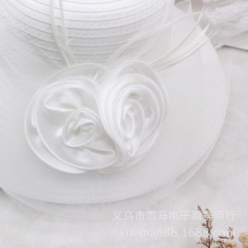New organza summer women's cool hat basin hat outdoor sun hat sun hat flower big edge sun protection bucket hat