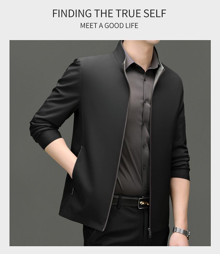 2025 High-End Men's Business Casual Non-Iron Jacket for Spring/Autumn - Middle-Aged Dad Style