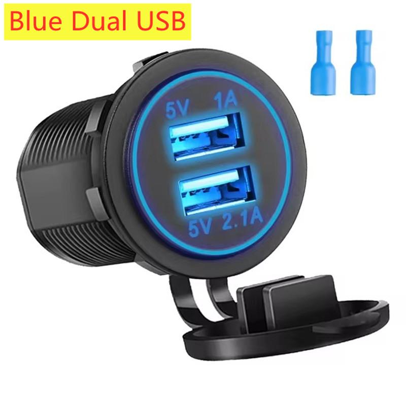 

60W Dual QC 3.0 Dual USB Fast Car Charger Socket 12V/24V Waterproof with Switch Auto Car Quckly Charging Adapter Power Outlet
