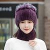 New Women's Rex Rabbit Hair Hat Winter Thickened Warm Fashion Versatile Elastic Fur Woven Hand Sewn Knitted Hat