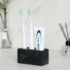 Marble Pattern Toothbrush Holder, Resin Electric Toothbrush Stand Organizer for Toothpaste & Toothbrush Storage, Black & White