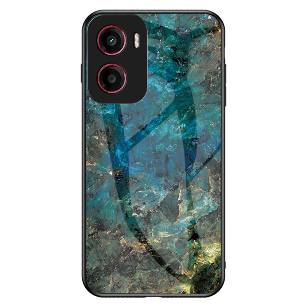 For Motorola Moto G05 4G Case Marble Pattern Tempered Glass+PC+TPU Protective Phone Cover