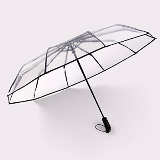 HappyGO Vinyl Translucent Folding New EVA Umbrella High Strength Glass Fiber Umbrella Automatic Water Storage Pouch Included Umbrella, Umbrella,