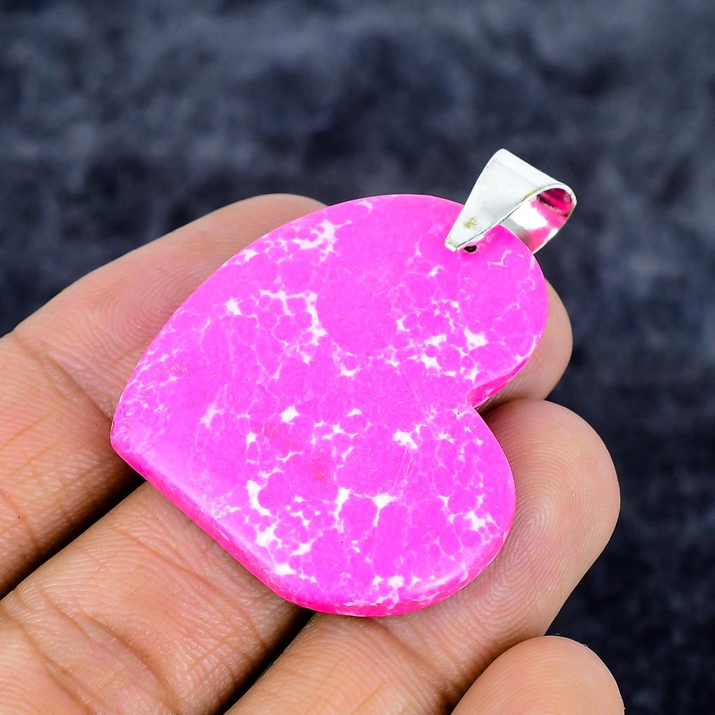 Copper Pink Turquoise Gemstone 925 Sterling Silver Jewelry Pendant 1.85" M-3348