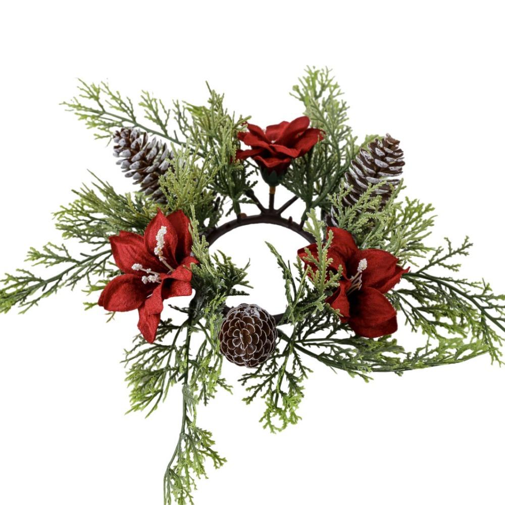 

Искусственный цветок, свеча, венок, романтический подсвечник, венок, свечи, кольца, рождественский декор 25CM