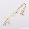 Used Dior DIOR Logo Necklace Gold Plated Rhinestone Gold Clear Used
