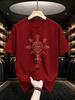 2026 Nuova Maglietta in Cotone Bussola Vichinga Rune Nordiche Stampa Girocollo Manica Corta Street Casual Top