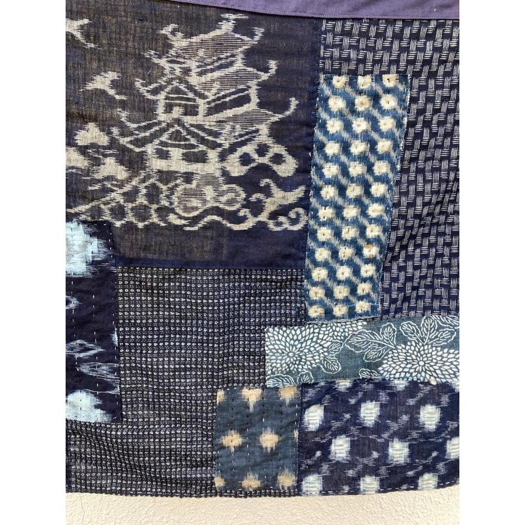 Used B51 Boro apron, old cloth, remake, indigo dye, kasuri, patchwork, pieced together, sashiko