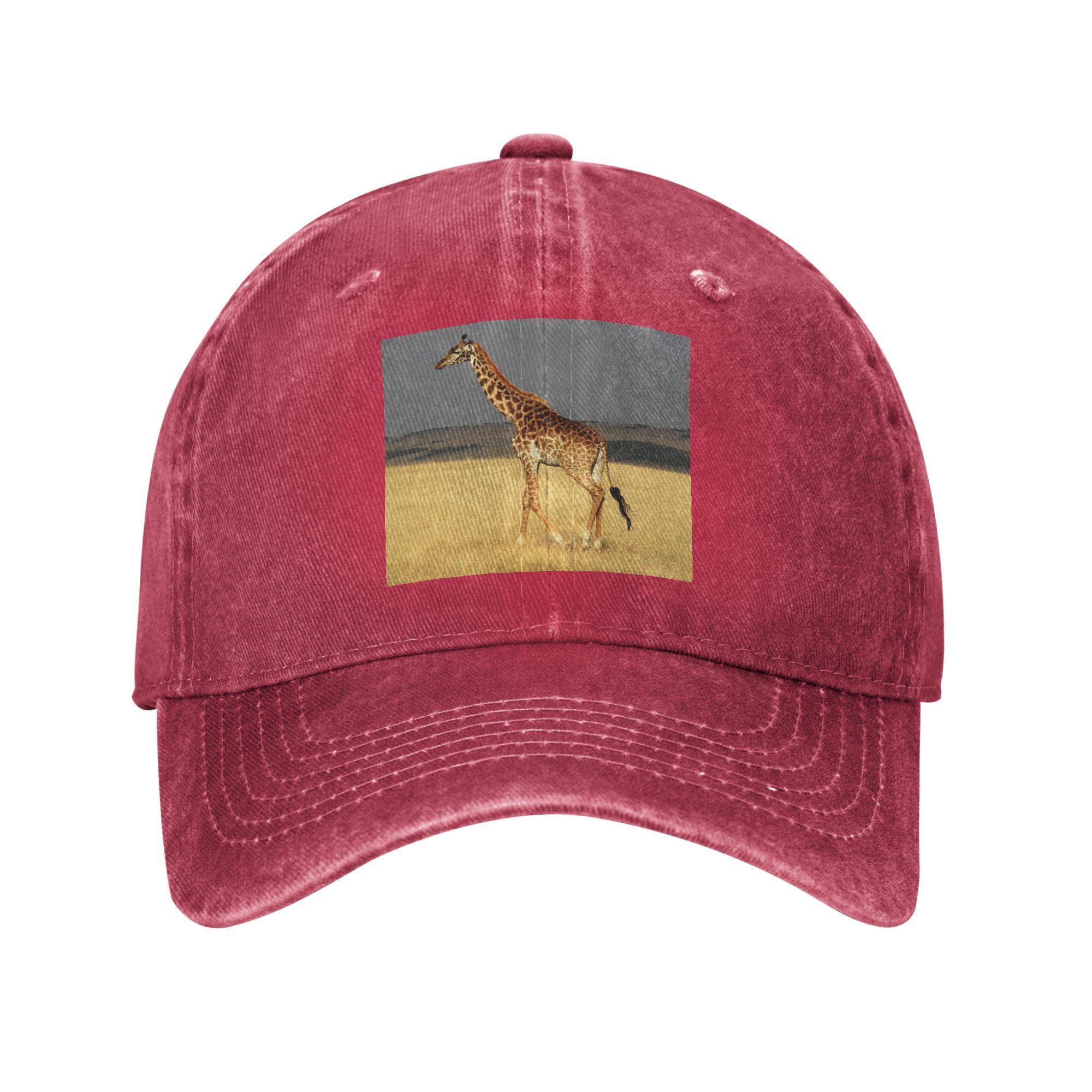 Giraffe full body Africa African Animals Washed Denim Cap Casual Baseball Caps Adjustable Hat Summer Unisex Baseball Hats One Size