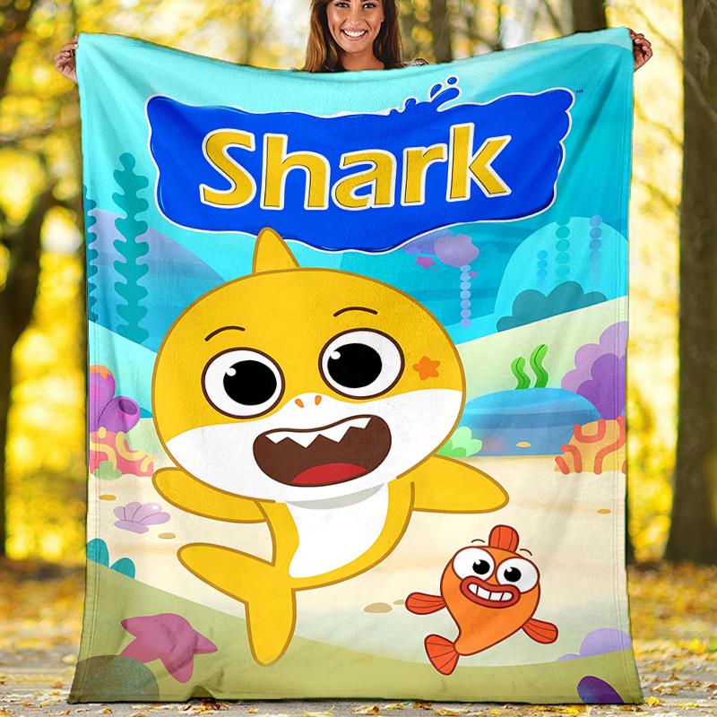 1pc Shark1 Theme Blanket - Digital Print, Polyester, Cozy for All Seasons, Perfect for Outdoor, Camping, and Travel