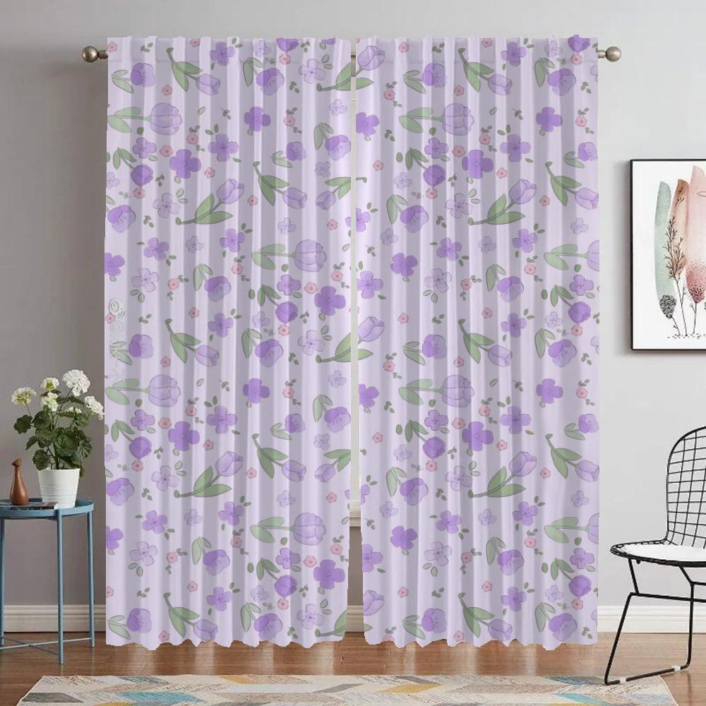 Zasłony w kwiaty Zasłona zaciemniająca do pokoju dziecięcego do pokoju 2 panele Zasłony do wnętrza domu Dekoracja na Halloween Zasłony działowe Do salonu