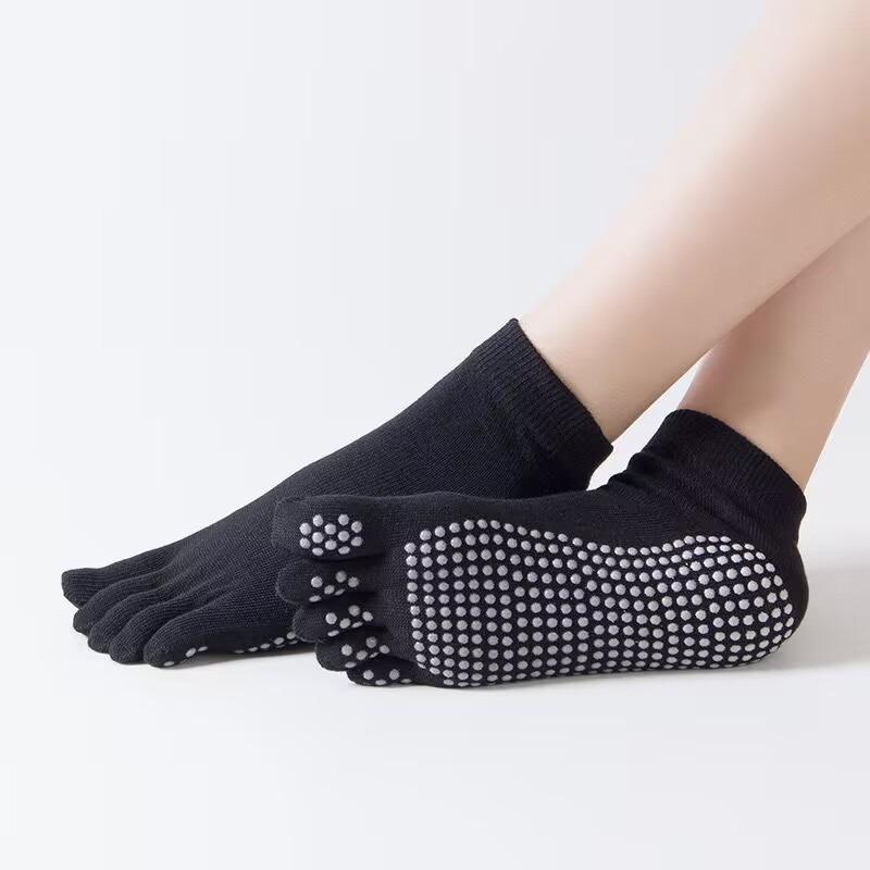 Rutschfeste, atmungsaktive Fünffingersocken für Yoga und Tanz mit geteilter Zehenpartie für Damen