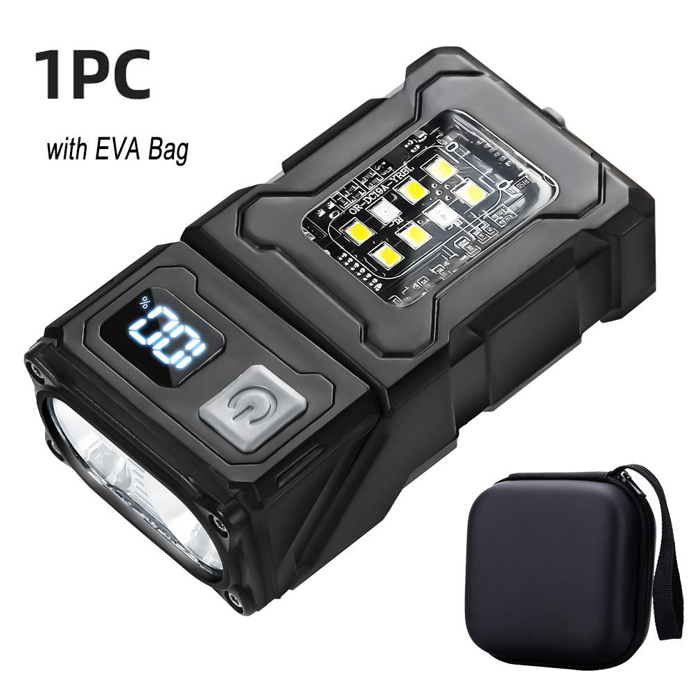 Mini USB Rechargeable LED Flashlight - Portable Super Bright Torch with Tail Magnet, Side COB Emergency Light & Camping Lantern