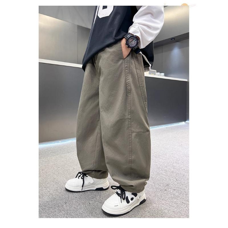 Boys Straight Loose Solid Color Casual Long Work Pants For Big Boys