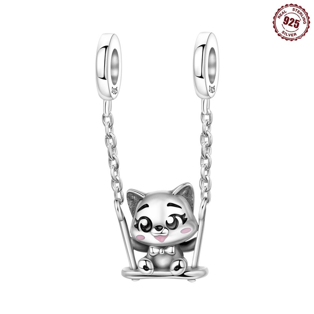 Copper Puppy Beads & Moon Cat Dangle Charm Fits Bracelet Cute Pet Pendant Jewelry Accessories Gifts