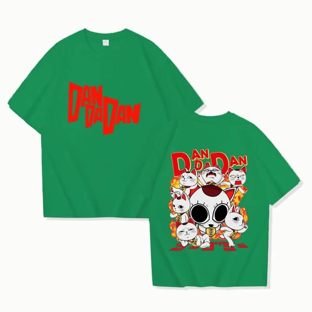 New Anime Dandadan Skeleton Wealth Cat Printed T Shirt Women Men Teens Fashion Hip Hop Harajuku Casual Short Sleeve Tops Tees