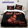 Custom Name Billie Eilish Bedding,Quilt Set Quilt Cover Pillowcase Home Birthday Gift(1 * Duvet Cover + 2 * Pillowcase, Without Core) -HE29