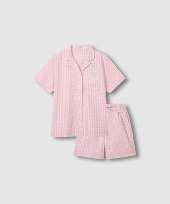 Jaju Women'S Seersucker Check Sleeveless Pajama Set_Light Pink