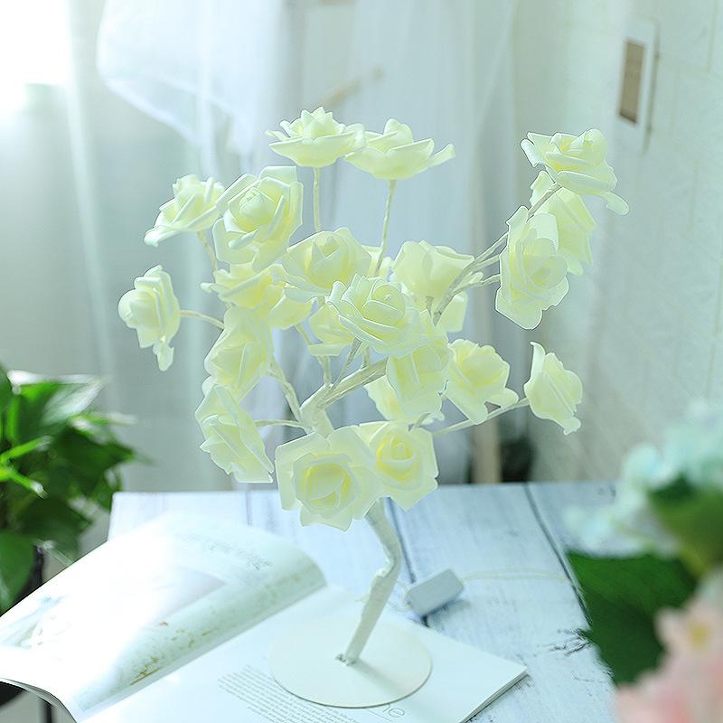 Simulation Tree Lamp LED Simulation Rose Table Lamp Creative Room Bedroom Decoration Night Light Romantic Home Decoration Lamp