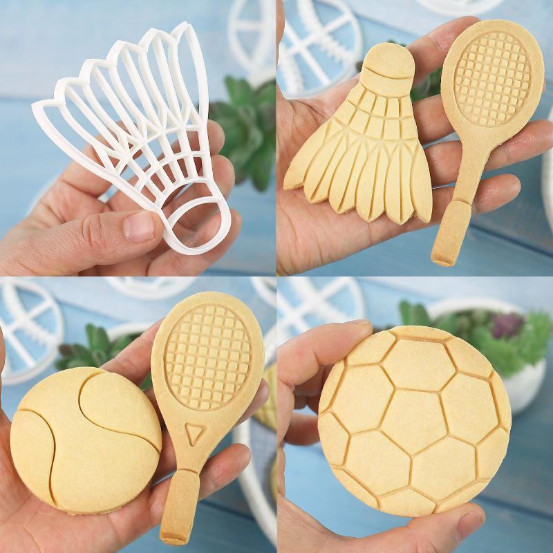 1 Stück Sport Keks Ausstecher Fußball Rugby Basketball Badminton Tennis Formige Keksformen Für Geburtstagskuchen Cupcake Dekorationen