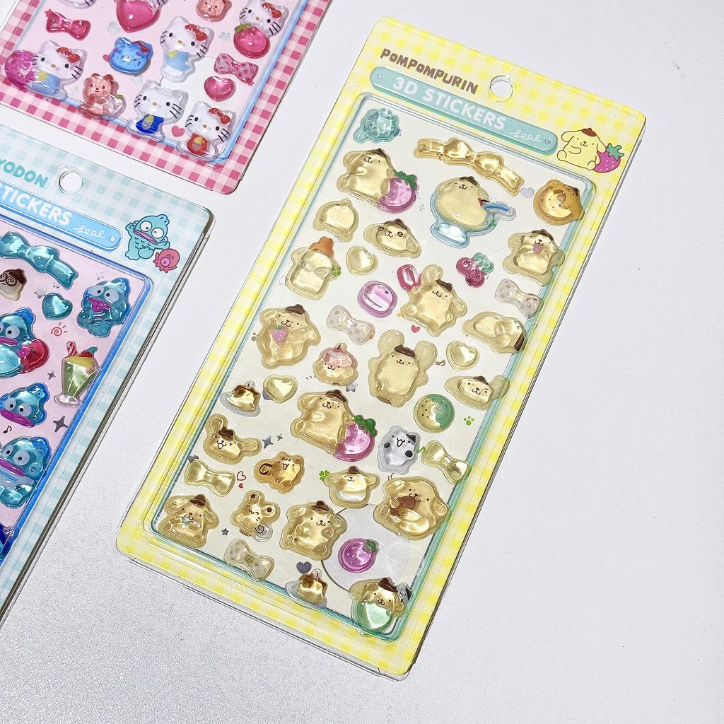 1/8Pcs 3D Sanrio Stickers Anime Sanrio Kuromi Hellokitty My Melody Cinnamoroll Hangyodon Bag Cases Decoration Birthday Gifts