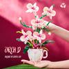 567+Pcs Coffee Cup Orchid Model Building Blocks, Pink Preserved Flower Diy Toy For Girls/Mom, Valentine'S Day/Mother'S Day Gifts