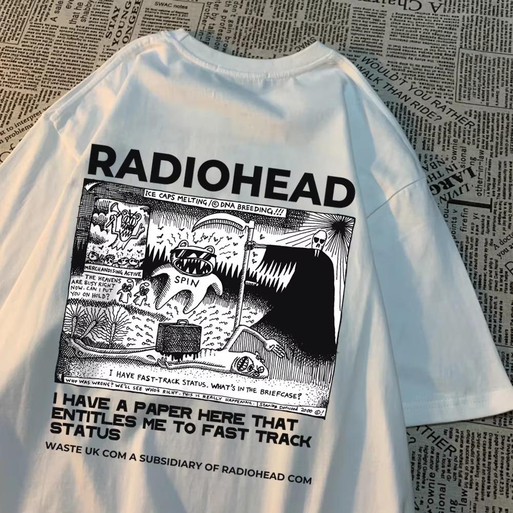 Radiohead Severní Amerika Tour Rock Boy Tričko Muži Ženy Hip Hop Prodyšné Oblečení Prodyšné Volné Trička Nové Bavlněné tričko