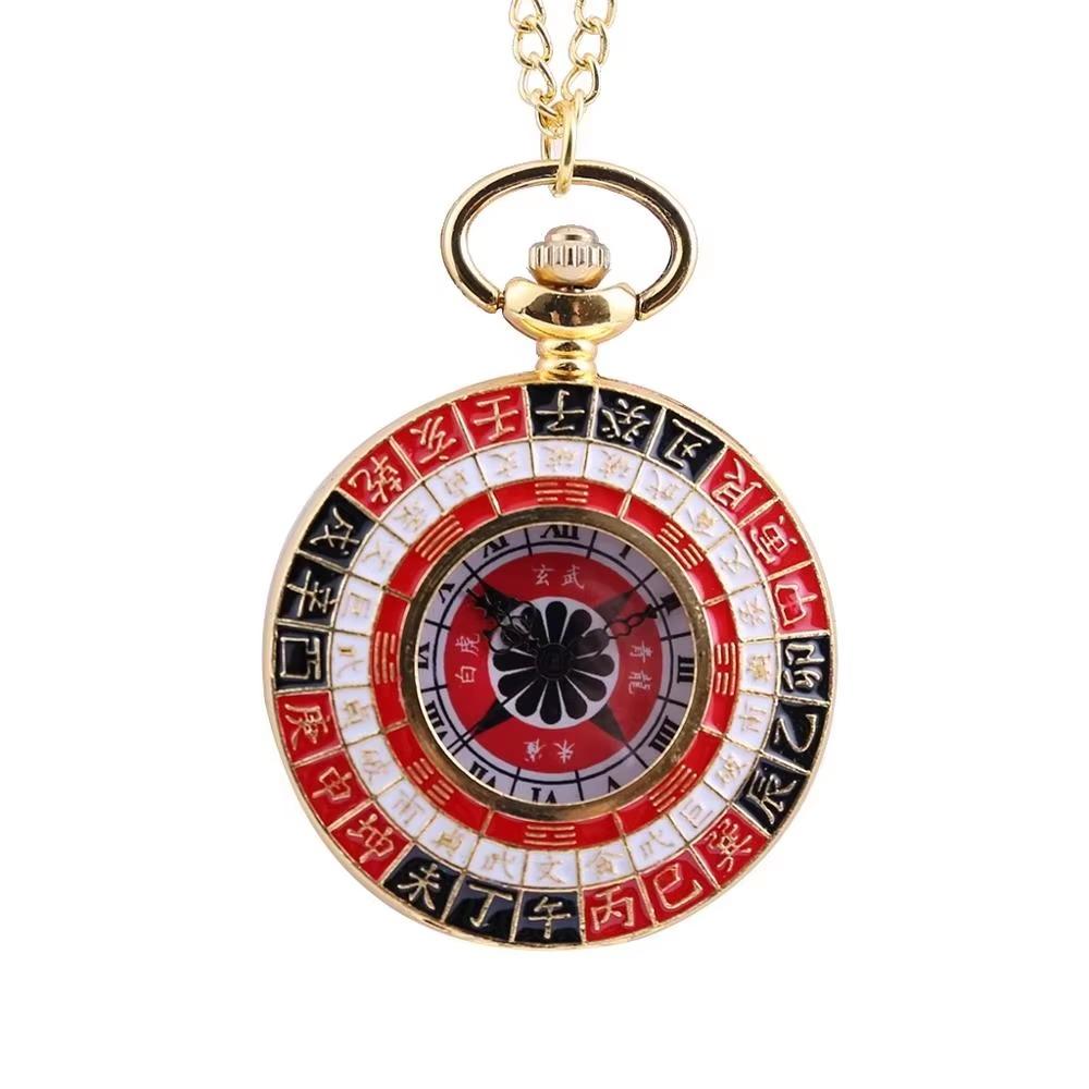 Case Surface Open Compass Watch Belt Chain Necklace Pendant Clock Creative Retro Watch Gift