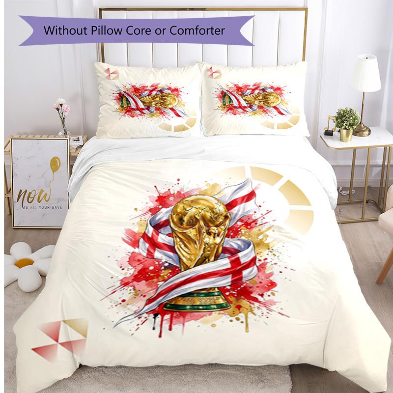 Set Biancheria da Letto Stampata Calcio Inghilterra 3 Pezzi Copriletto Traspirante Accogliente come Regalo per la Casa Nuova o per le Feste