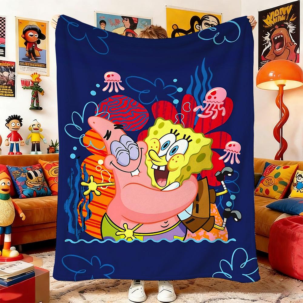 

S-Sponge-Bobs Anime Blanket Double Bed Blankets for Baby Home and Decoration Bedspread the Sofa Bedspreads Picnic Throw & Throws 75cmx90cm
