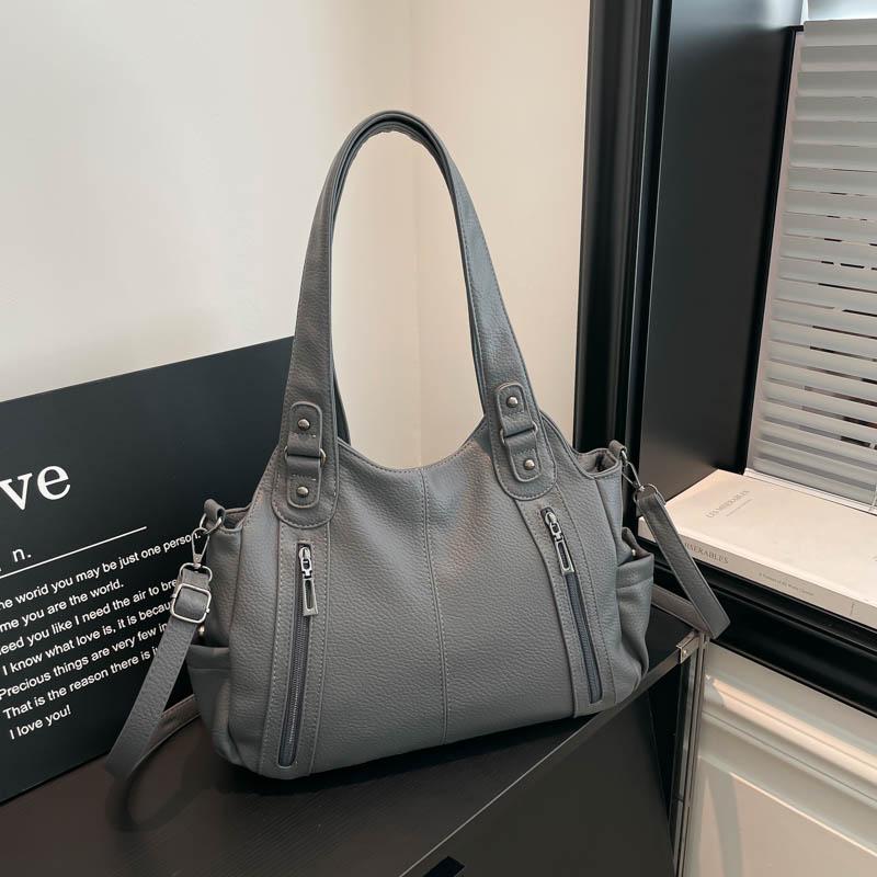 Womens Stylish Litchi Texture Handbag Adjustable Strap Vintage Leather Shoulder Bag for Daily  for Daily Commute Work Shopping and Weekend Outings