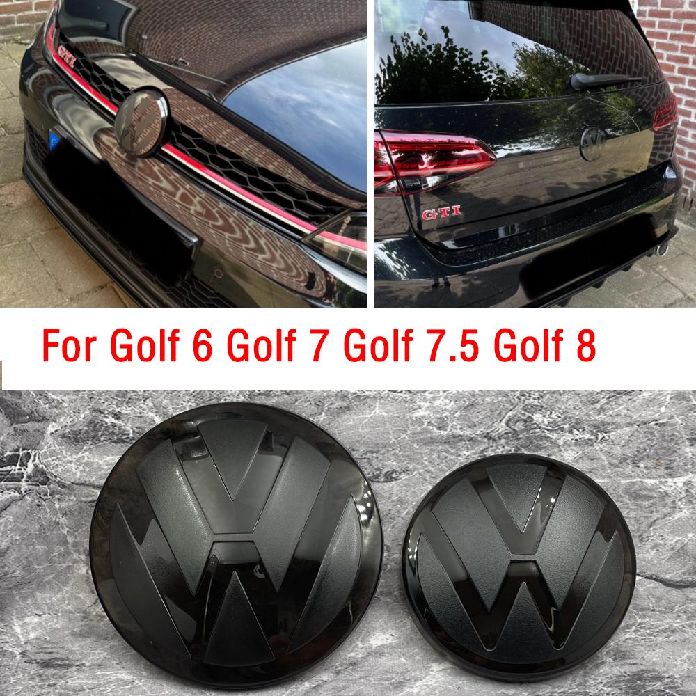 2pcs Front and Rear Emblem For VW Golf 6/Golf 7/Golf 7.5/Golf 8 Not Affect ACC Modified Black Label Flat Mirror Logo CoverSticke Lm2