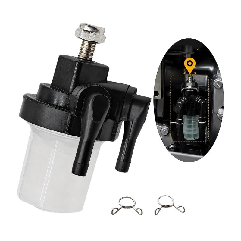 Boat Fuel System Filter Assembly With Clear Bowl, Two Hose Connections and Mounting Fastener for 9.9-90HP Routine Marine Engine Service Work Tasks