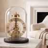 Clock with Clear Dome Roman Numeral Decorative Mechanical Desk Ornament for Living Room,