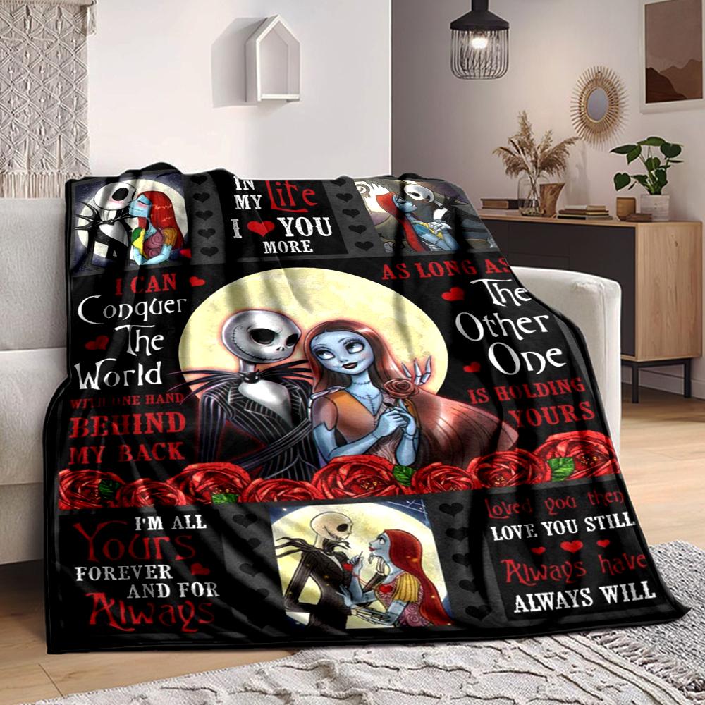 1Pc Jack Sally'S Eternal Love Blanket Soft And Comfortable Casual Warm Camping Travel Christmas Halloween Xmas Gift M924535
