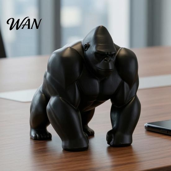 Sophisticated Space Styling 3D Printed Gorilla Sculpture Ornament Minimalist Modern Art Figurine with Strength Expression Decor Detailed Texture
