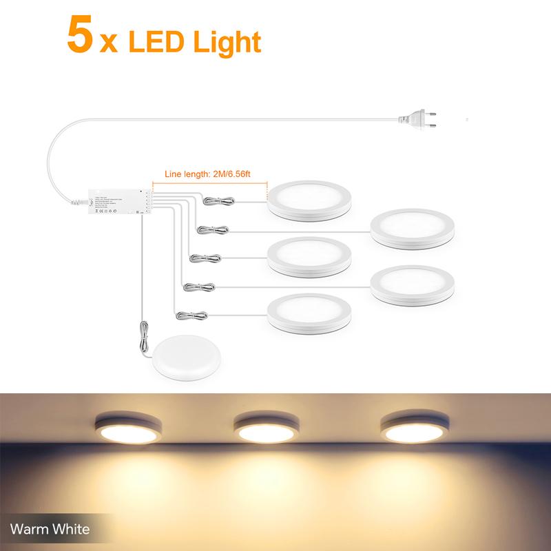 Ultradünne 5W LED Deckenpaneelleuchten Dimmbar Touchsensor Schrankleuchte für Schrank, Ausstellungsregal, Schrank