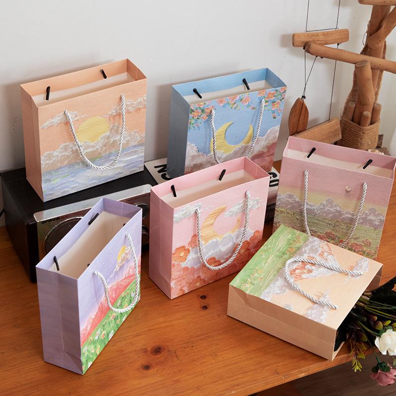 Splendida Borsa da Tote Letteraria: Design Pittura ad Olio Creativo per Festival, Compleanni, Regali Qixi e Bouquet