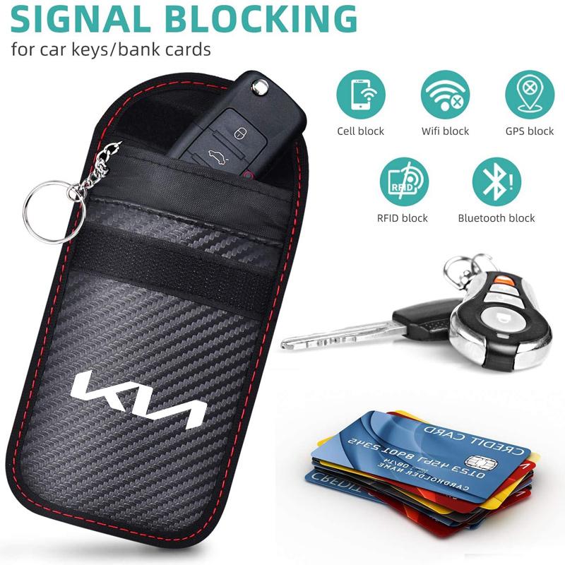 Car Key Case Signal Blocker Bag RFID Shielding Pocket For Kia Rio Ceed Sportage Cerato Soul Sorento Picanto Optima Accessories wvkzl55